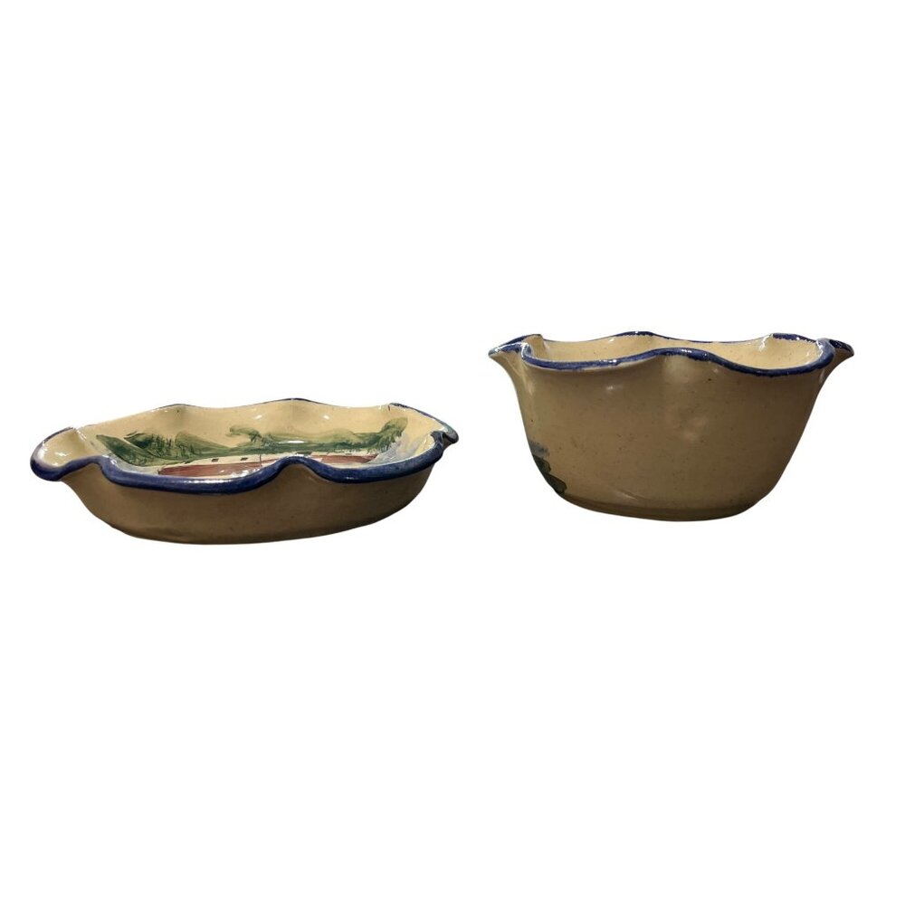 Gail Miller Handcrafted Lighthouse Nautical Themed Ceramic Bowl and Plate - Picture 4 of 8